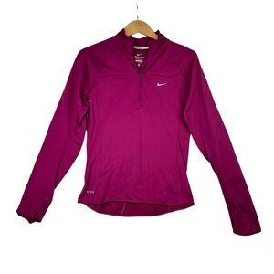 Nike Women's Pink Dri-Fit Long Sleeve 1/2 Zip High Neck Comfort Running Size S‎